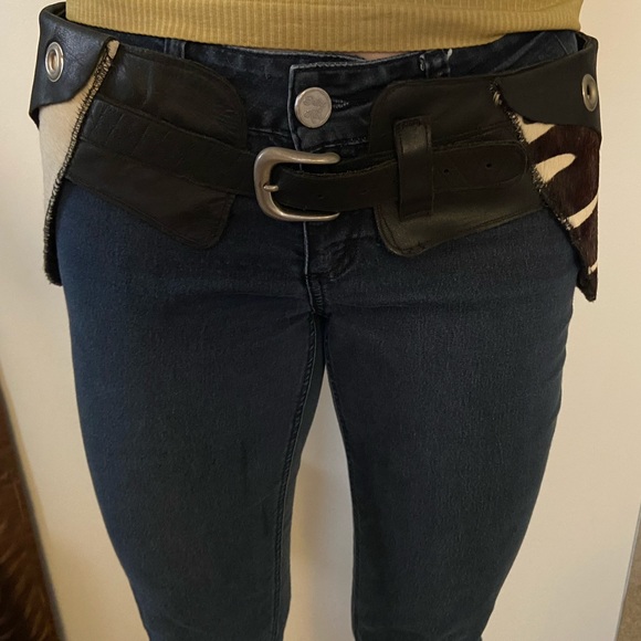 Cowhide black leather hip belt - Picture 7 of 10